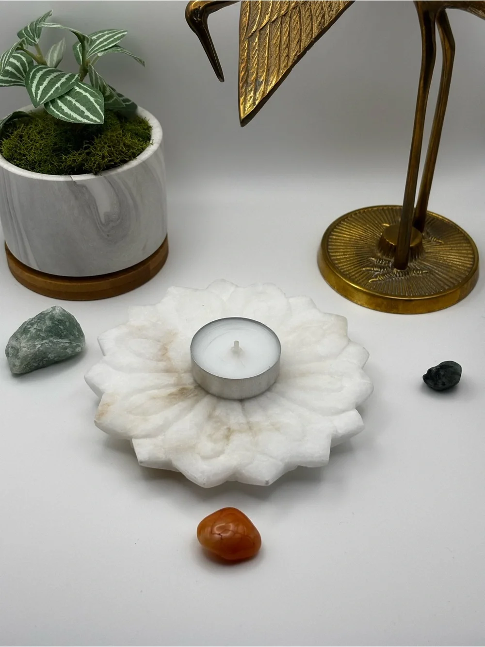 Lotus Flower White Carved Marble Soap Dish Unbranded